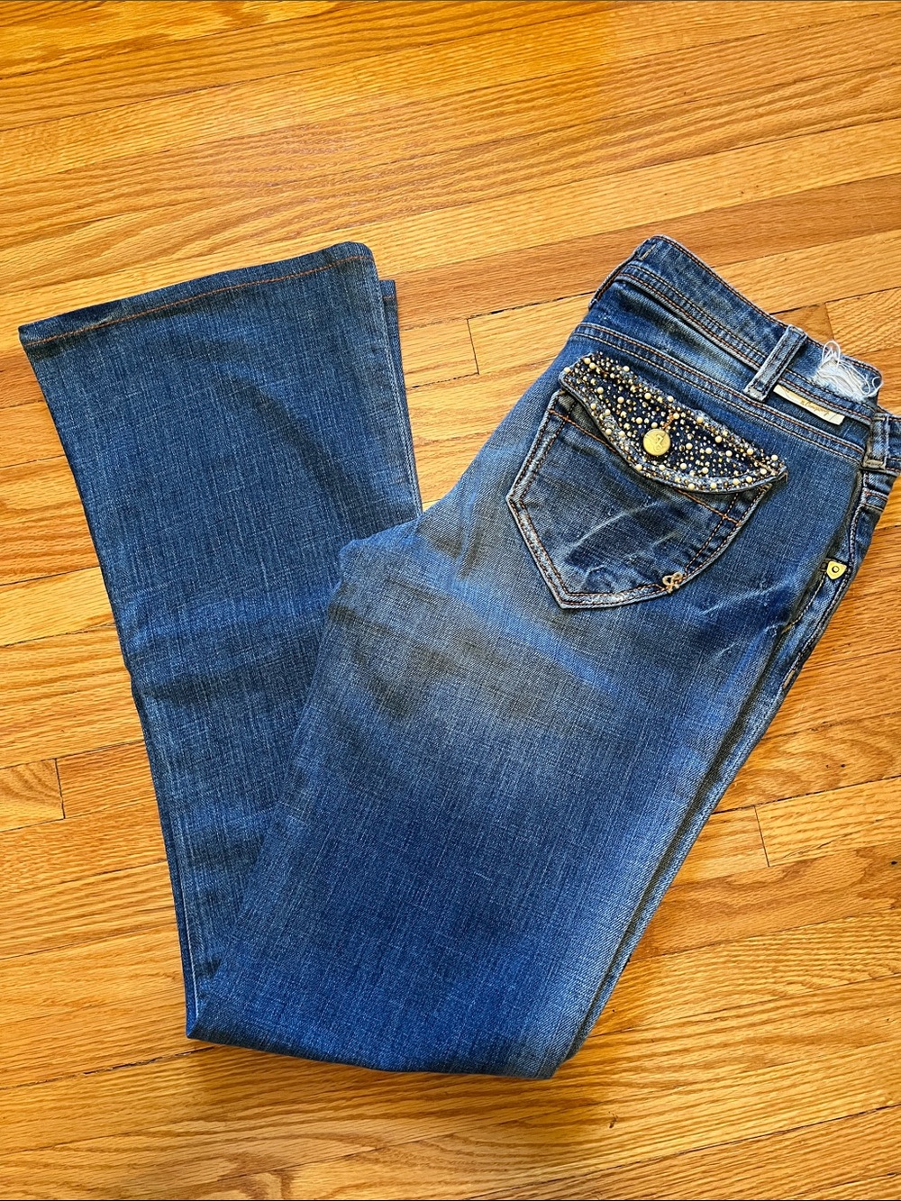J & Company Robertson Embellished Pocket Dark Blue Women's Jeans size 28